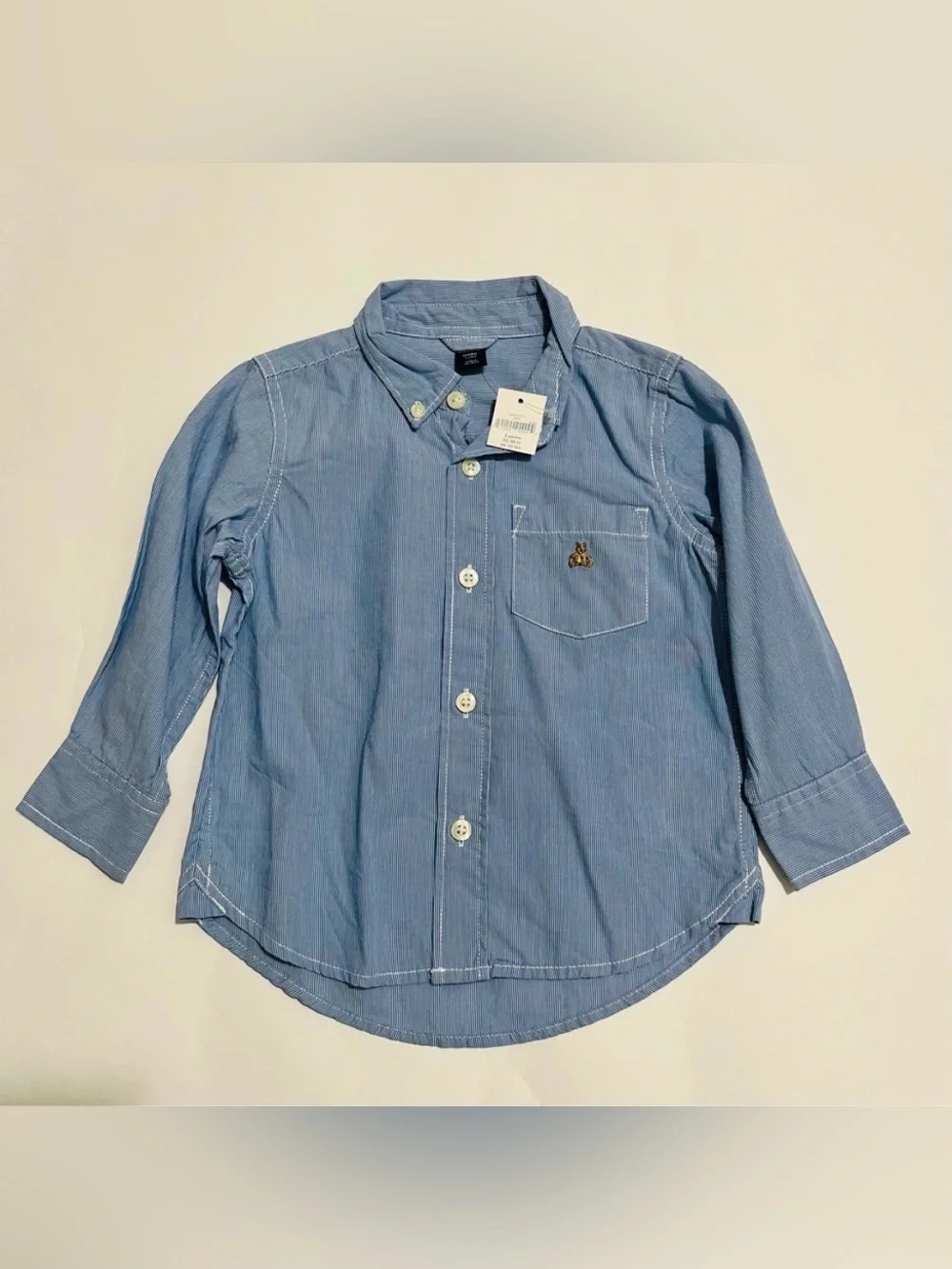 Baby Gap Baby Boys' Light Blue Button-Down Shirt with Bear